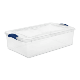 4 Pack 32 Quart Clear Underbed Storage Container with Latch Lid, Blue