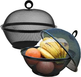 Fruit Basket With Lid - Decorative Fruit Bowl Metal Wire Basket Covered Fruit Bowl Strainer For Fruits Vegetables Fruit Display Stand Keeps Flies