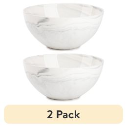 (2 pack) Stoneware Bowl, Grey Marble Collection