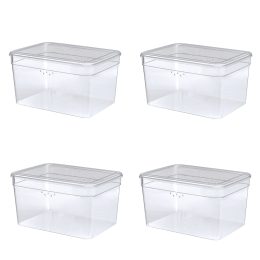 (4Pack)Clear Glossy Plastic Extra Tall Shoe Box with Lid, Adult Size,One Pair of Size, One Tier