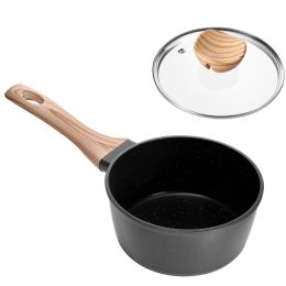 1.5 QT Saucepan, Nonstick Saucepan with Tempered Glass Lid, Multipurpose Cooking Sauce Pot with Detachable Handle