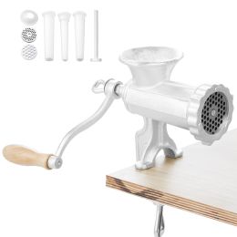 Manual Meat Grinder, Heavy Duty Cast Iron Hand Meat Grinder with Steel Table Clamp, Meat Mincer Sausage Maker with 1 Cutting Blade, 2 Cutting Pla