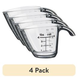 (4 pack) 1/4C Plastic Mini Measuring Cup, Black/Transparent