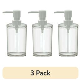 (3 pack) Clear Plastic Liquid Soap Pump Dispenser, 12oz Capacity