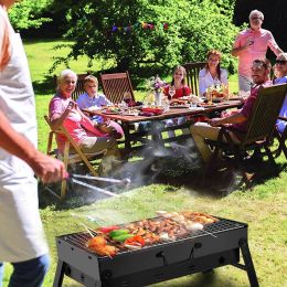 Portable BBQ Grill Foldable Charcoal Grill Lightweight Smoker Grill for Camping Picnics Garden Grilling