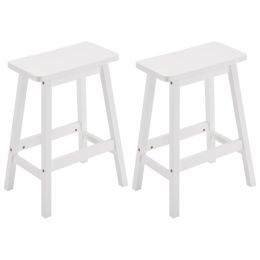 [Same Code: 38873429]2pcs Pine Wood Saddle Seat Bar Stool White (Option: Defaulttitle)