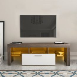 20 Minutes Quick Assembly Brown Simple Modern TV  Stand With The Toughened Glass Shelf Floor Cabinet Floor TV Wall Cabinet Brown  WhiteTV Bracket (Option: Brown White)