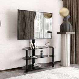35.4 Inch Black Multi-function TV Stand Height Adjustable Bracket Swivel 3-Tier (Option: Black)