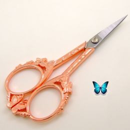 Butterfly Cut Retro Cut Cute Shape Tailor Scissors Yarn Embroidery Thread Head Household Scissors (Option: Rose gold)