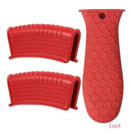 1 Set Of 3pcs,Silicone Hot Handle Holder, Heat Resistant Potholder Cookware Handle Cast Iron Skillets Handles Grip Covers For Cast Iron Skillet (Option: 1Set)