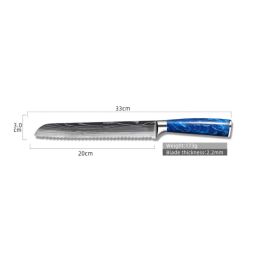 8-inch Chef Knife with Blue Resin Handle (Option: 8inch noodle knife)