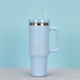 1200ml Stainless Steel Mug Coffee Cup Thermal Travel Car Auto Mugs Thermos 40 Oz Tumbler with Handle Straw Cup Drinkware New In (Color: S, Capacity: 1200ml)