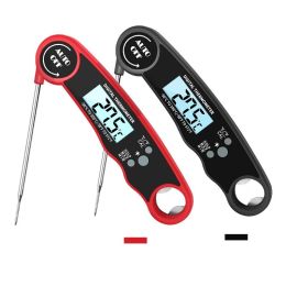 Digital Meat Thermometer with Probe - Waterproof;  Kitchen Instant Read Food Thermometer for Cooking;  Baking;  Liquids;  Candy;  Grilling BBQ & (Color: Black)