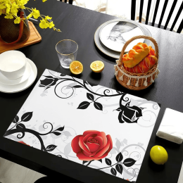 Spring Floral Pattern Heat Insulation Placemats, Washable Linen Texture Table Mats for Kitchen and Dining Room (Style: Style 39)