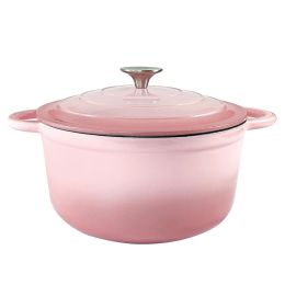 Dutch Oven,Dutch Oven Pot with Lid,3 QT Enamel Dutch Ovens with Dual Handles,Cast Iron Pot for Braiser,Cooking,Gifts for Family (Color: Pink)